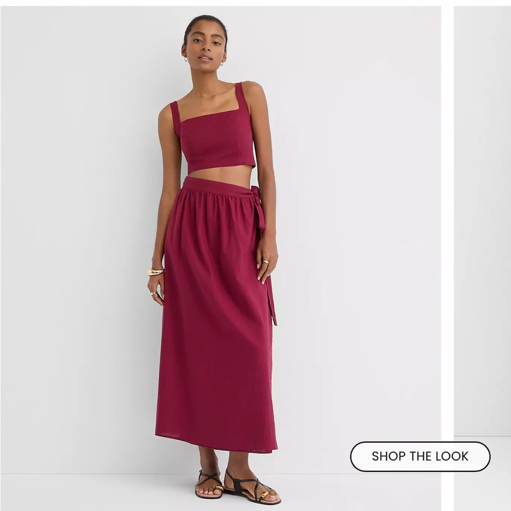 Beach Linen Cotton Square Neck Bralette and Wrap Midi Skirt set. NWT